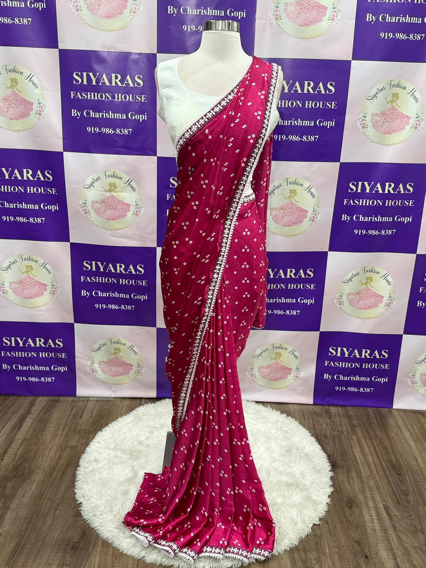 Beautiful Bhandini Partywear Saree perfect for any occasion. White blouse available in size 38 and 42.