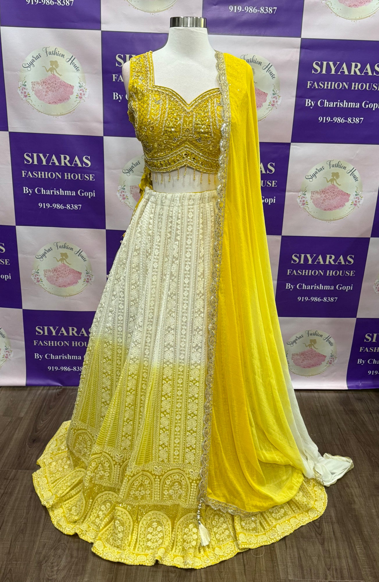 Gorgeous yellow chikankari Lehanga dual shade with  matching dupatta XL 42, weeding Partywear Dress Ready to ship  USA from NC