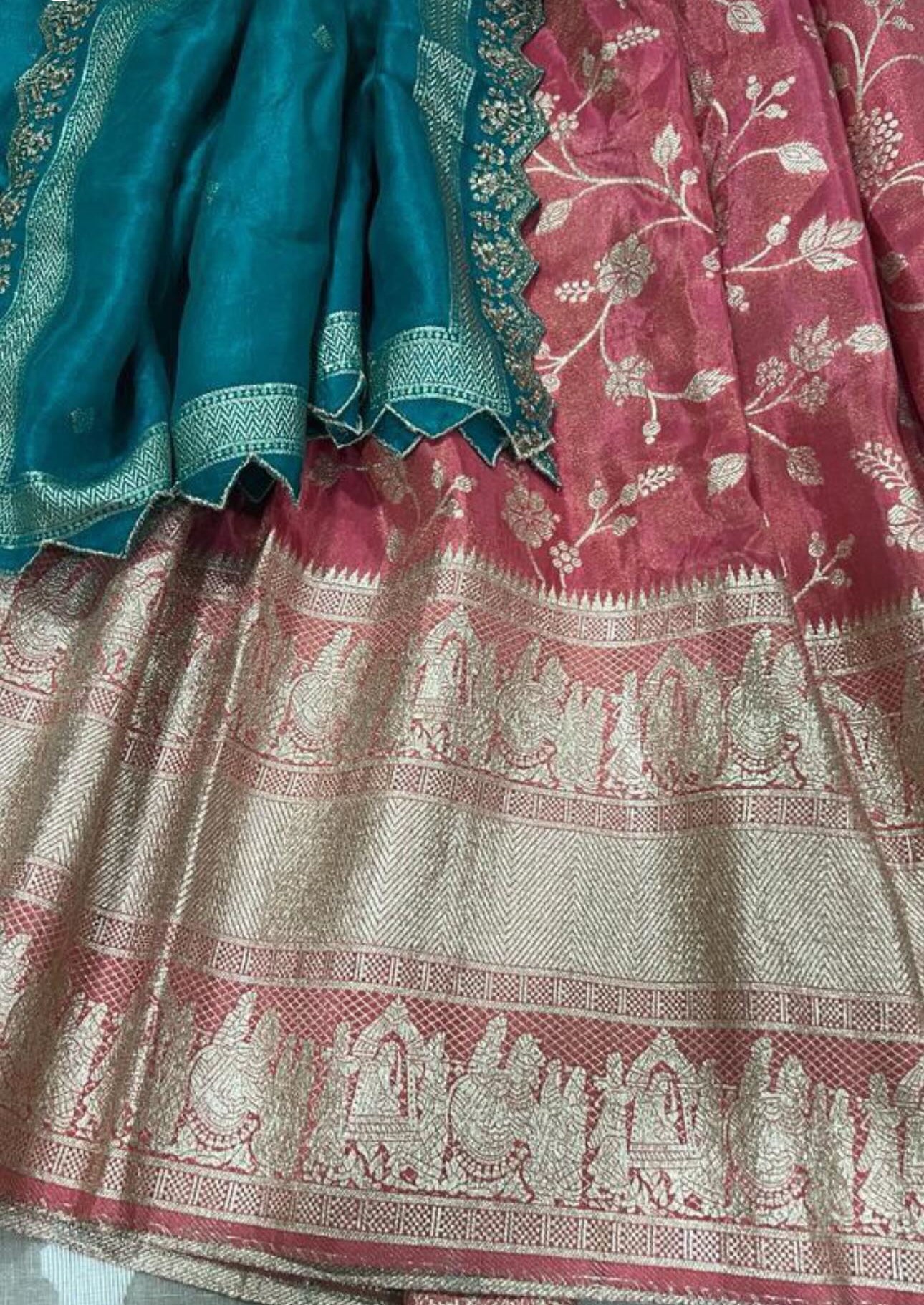 Customizable Beautiful Tissue silk Half saree with premium light weight cut work Silk Dupatta