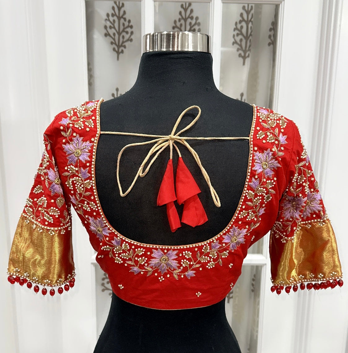 Beautiful red Bridal Maggam work/ Hand work blouse. Available in size 36 to 42