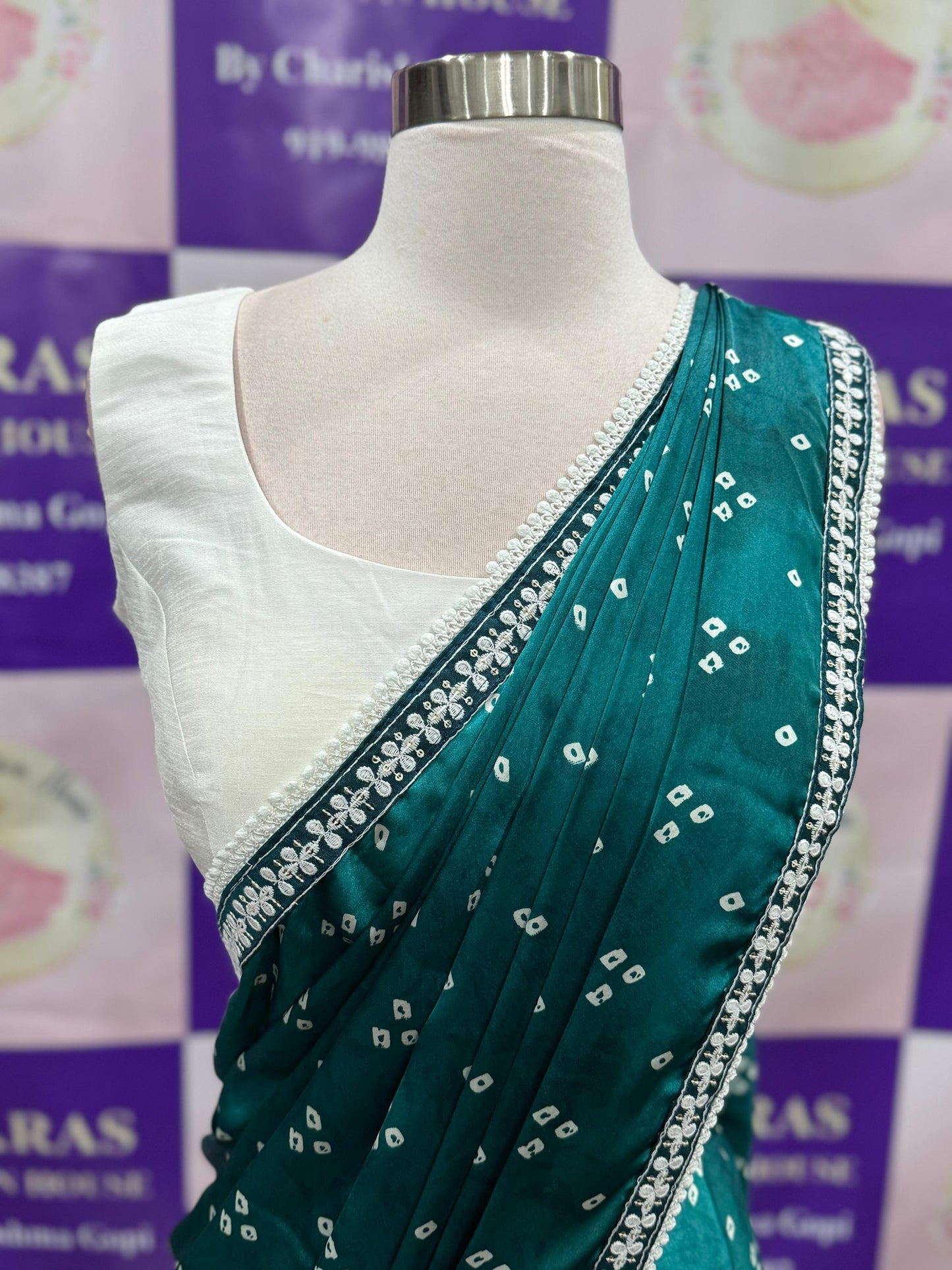 Beautiful Bhandini Partywear Saree perfect for any occasion. White blouse available in size 38 and 42.