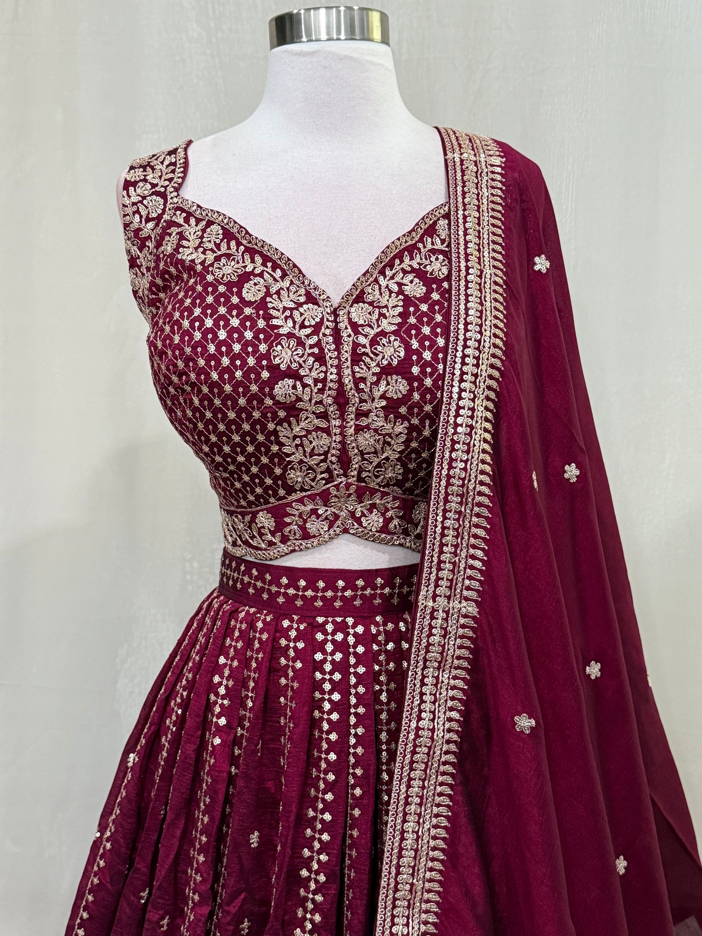 Gorgeous Wine Silk Purple Lehanga size 46 to 48 wedding Partywear reception wedding guest outfit