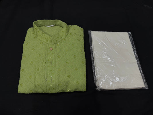 Beautiful Mens Pastel green Chikankari kurta. Available in size - Small (36) and Medium (38)