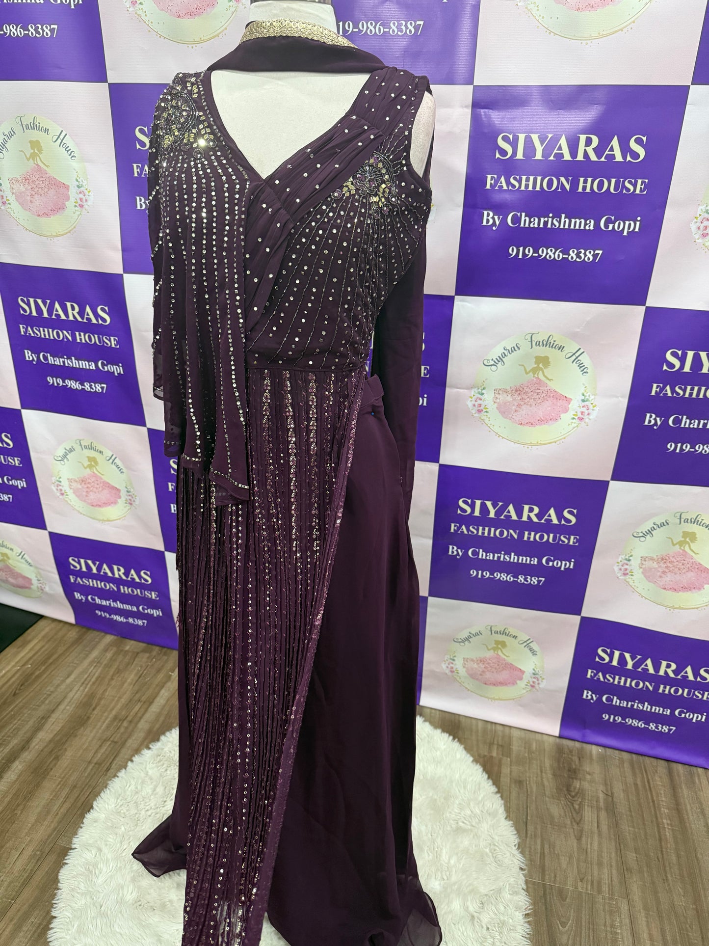 Beautiful wine color Nyra cut suit set 3 pc with palazzo pants