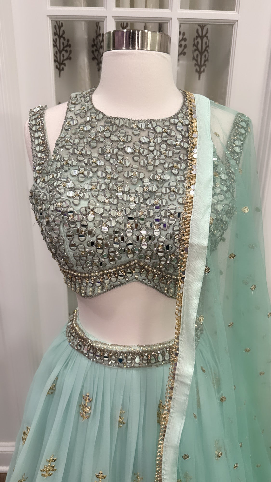 Beautiful Party wear Mirror work Lehenga available in size 38