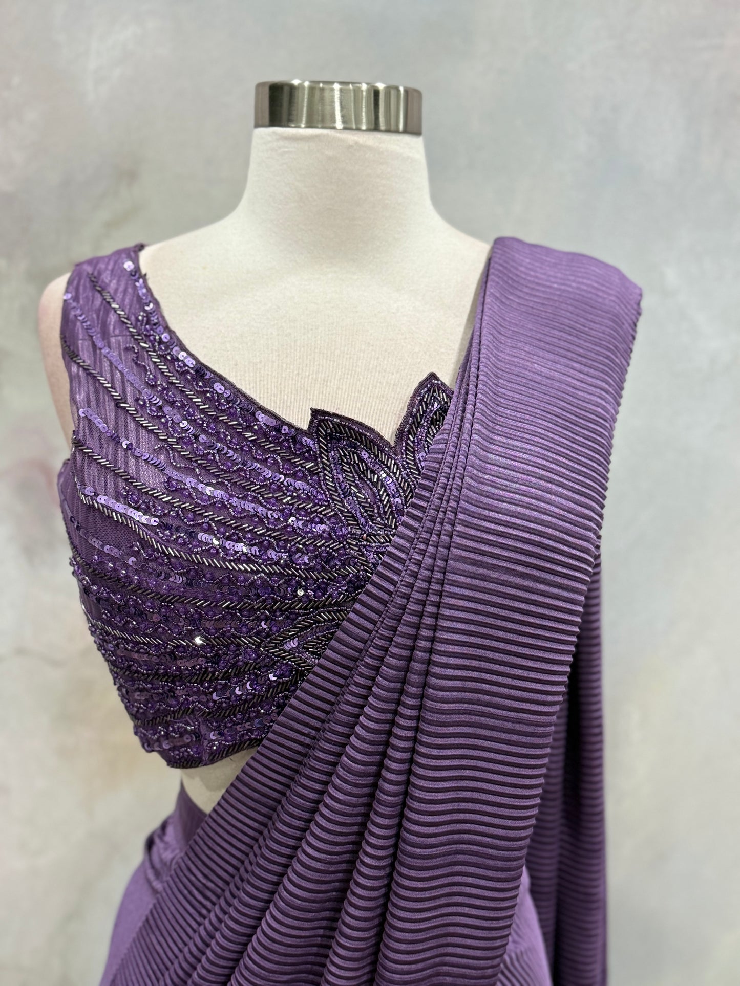 Gorgeous Partywear Ready to Wear Saree with Hand work designer blouse size 36 Ready to ship USA