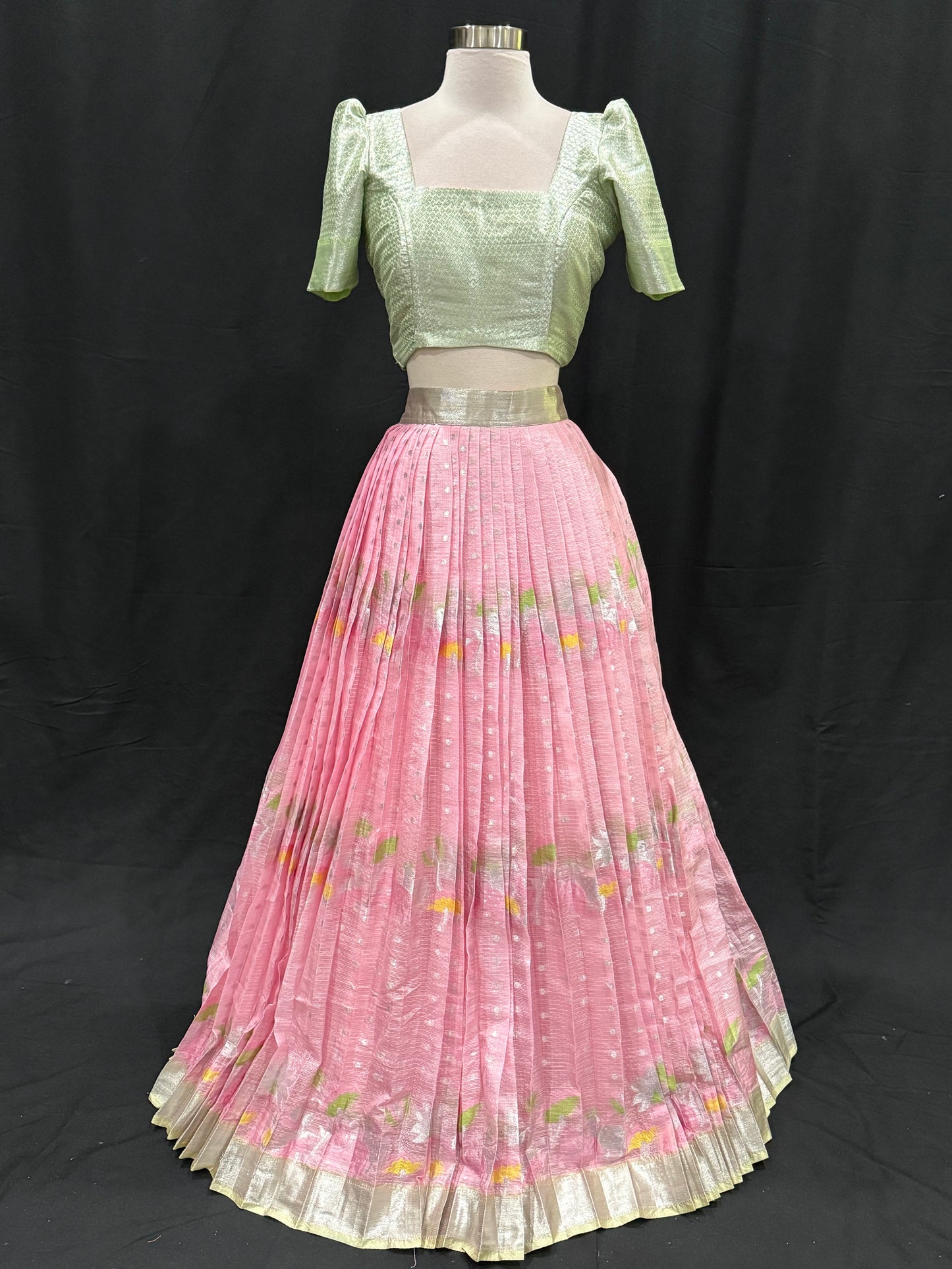 Beautiful customized Zari Kota premium quality Tissue Lehanga with matching Paithani muniya tissue dupatta  | Size 36-38| Partywear , wedding occasion