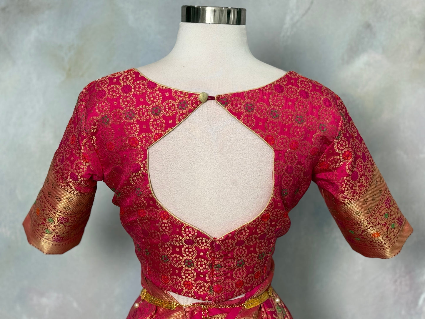 Pink Bandhini Saree with Swathi Work | Rich Zari Pallu | Stitched Blouse 36-40 | Wedding & Festive Wear | Ready to Ship USA