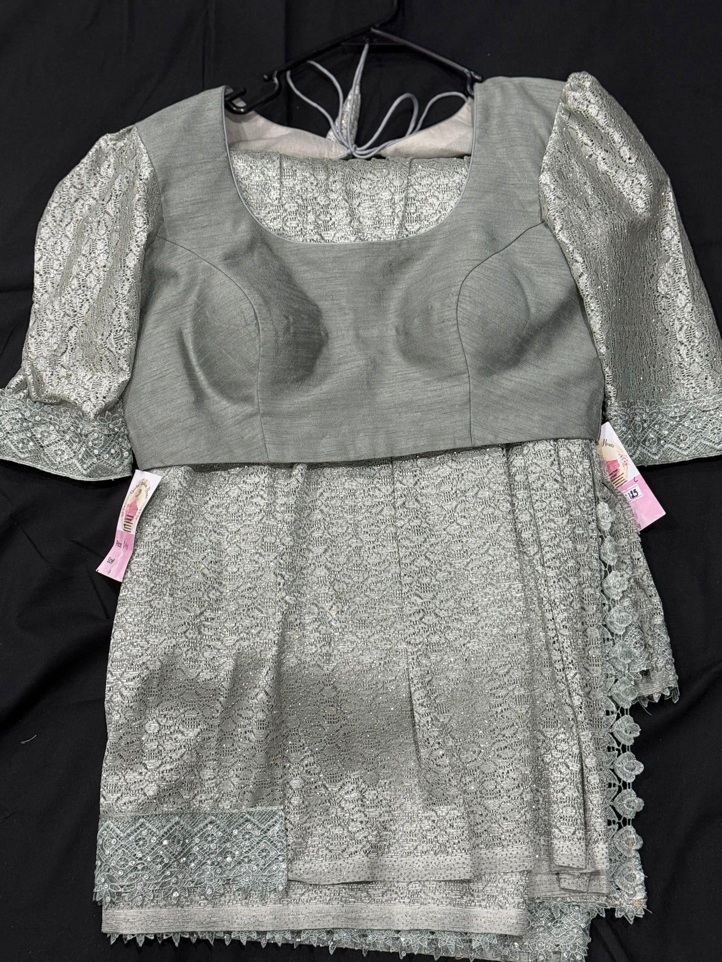 Beautiful pastel green partywear shimmering saree stitched blouse stone and lace  wedding reception cocktail partywear saree size 38 to 42