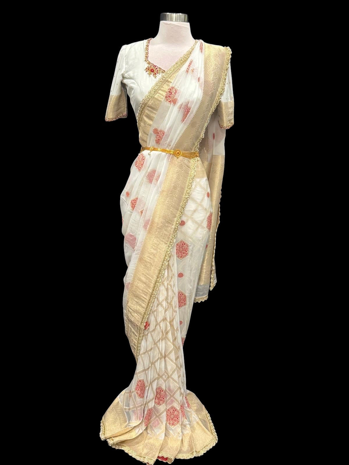 ✨ Timeless elegance in premium Mashru Silk! Featuring exclusive handwork, rich zari detailing, and a beautifully hand work blouse. 🎨 Dyeable to your preferred shade. Size 36-40. Perfect for weddings, festive celebrations, and special occasions.