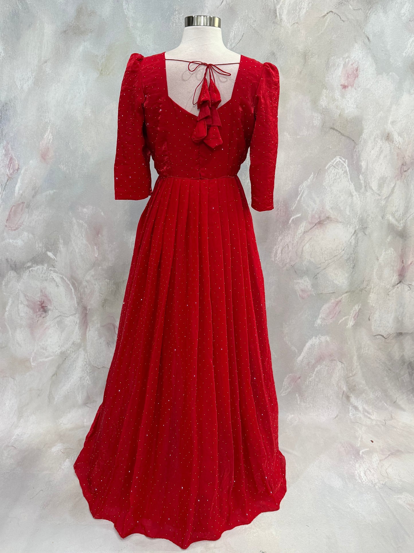 Customized Long gown premium tissue fabric with all over swaroski stone work elegant Partywear dress size 38/40
