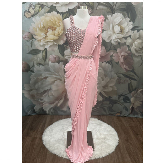 💗 Ready2wear & Party Perfect! Slip into this gorgeous pink one-min saree and turn heads instantly ✨💃 Size 36 | Limited Stock! DM to grab yours now!
