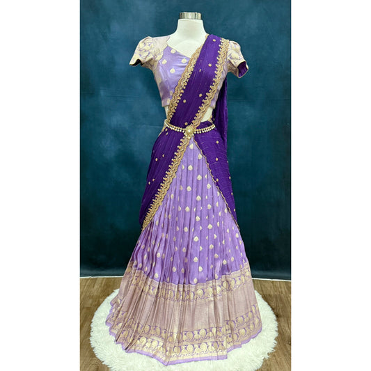Gorgeous lavender Tissue Half Saree for teens size 34