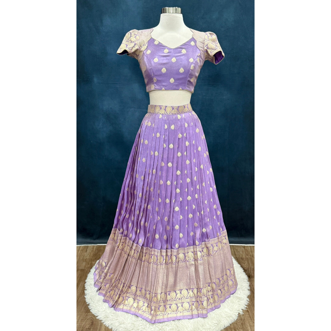 Gorgeous lavender Tissue Half Saree for teens size 34