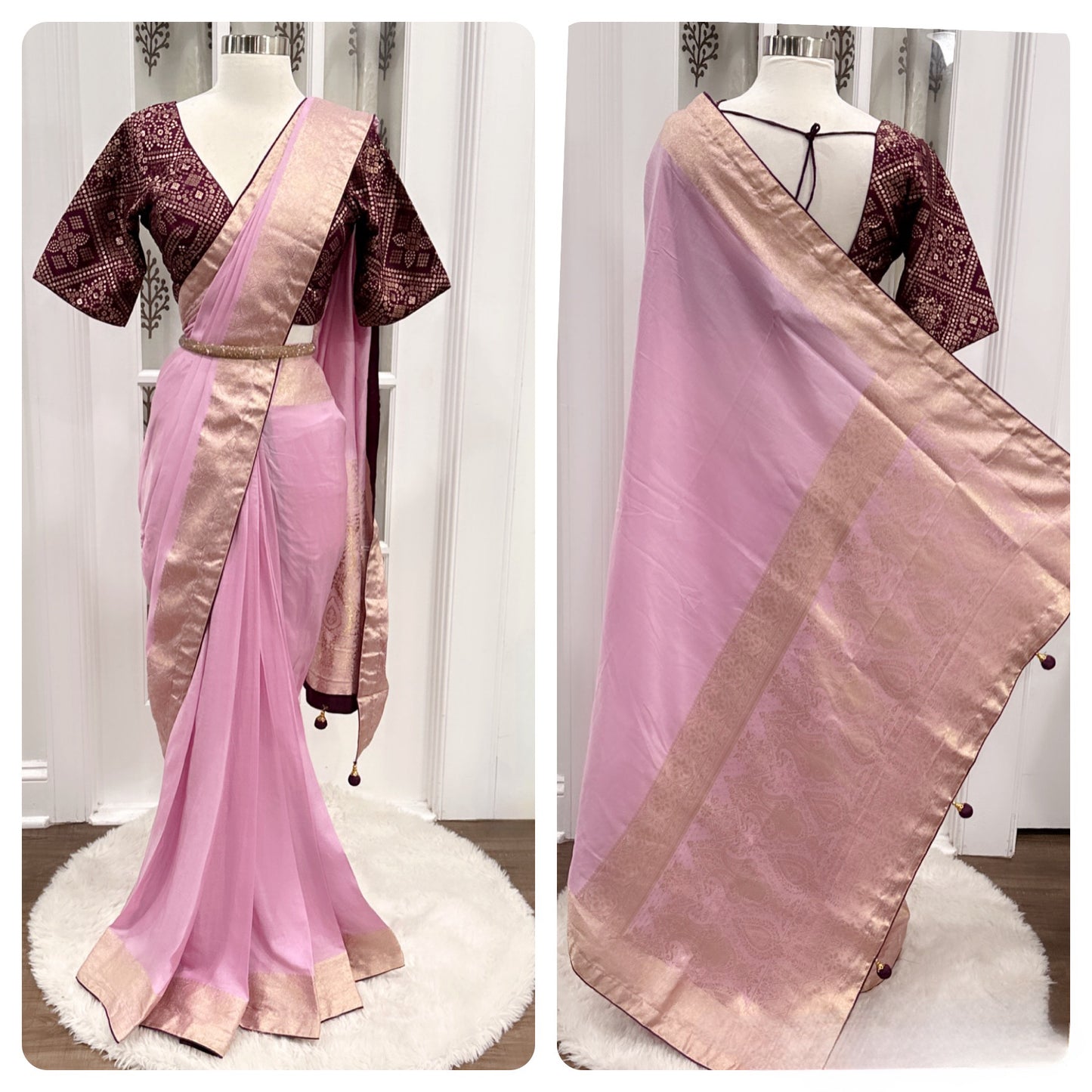 Elegant Dola silk saree with stitched blouse