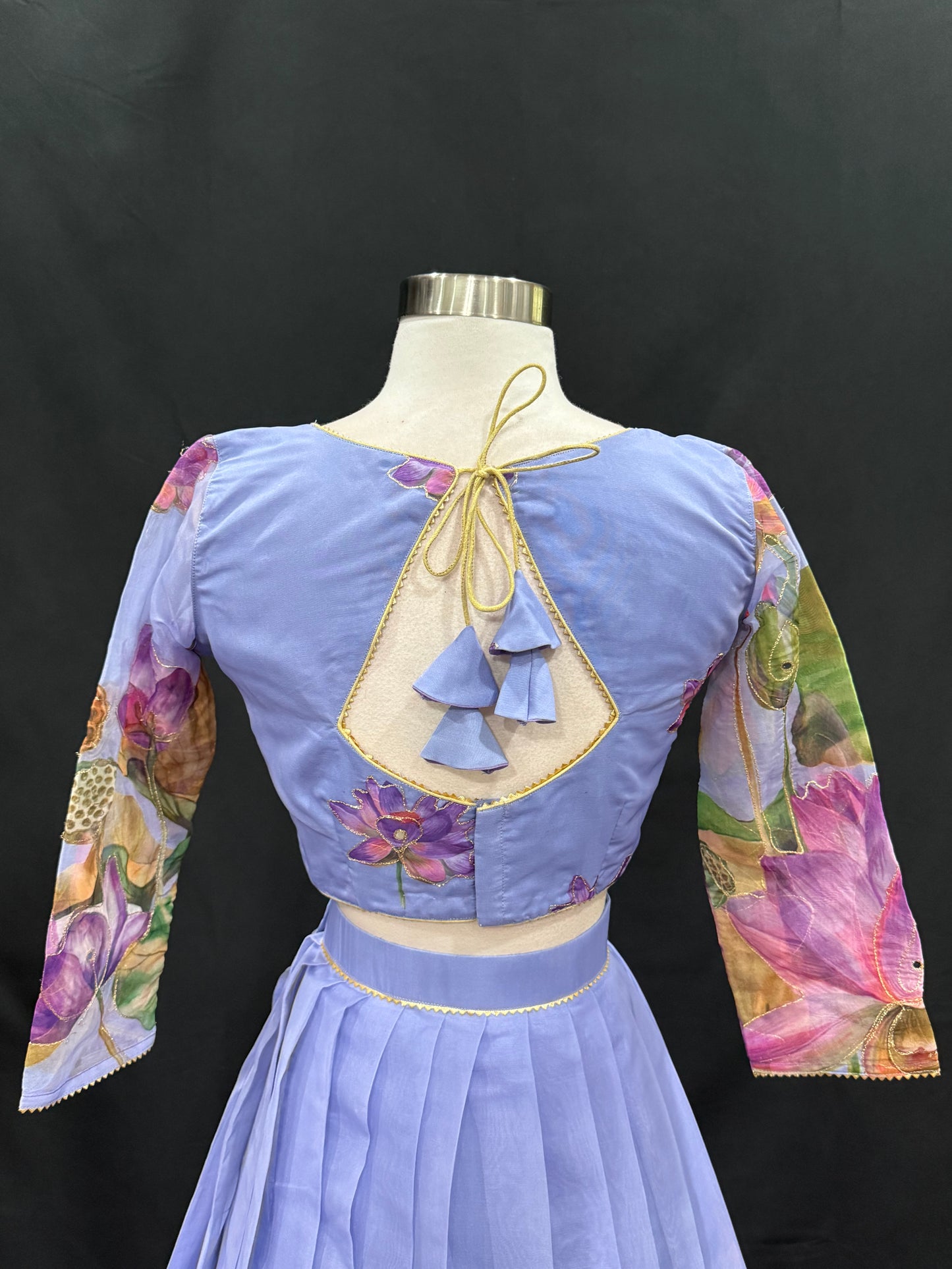 Customized Organza Lehenga / Half Saree in Lavender and purple combo. Available in size 34/36/38.