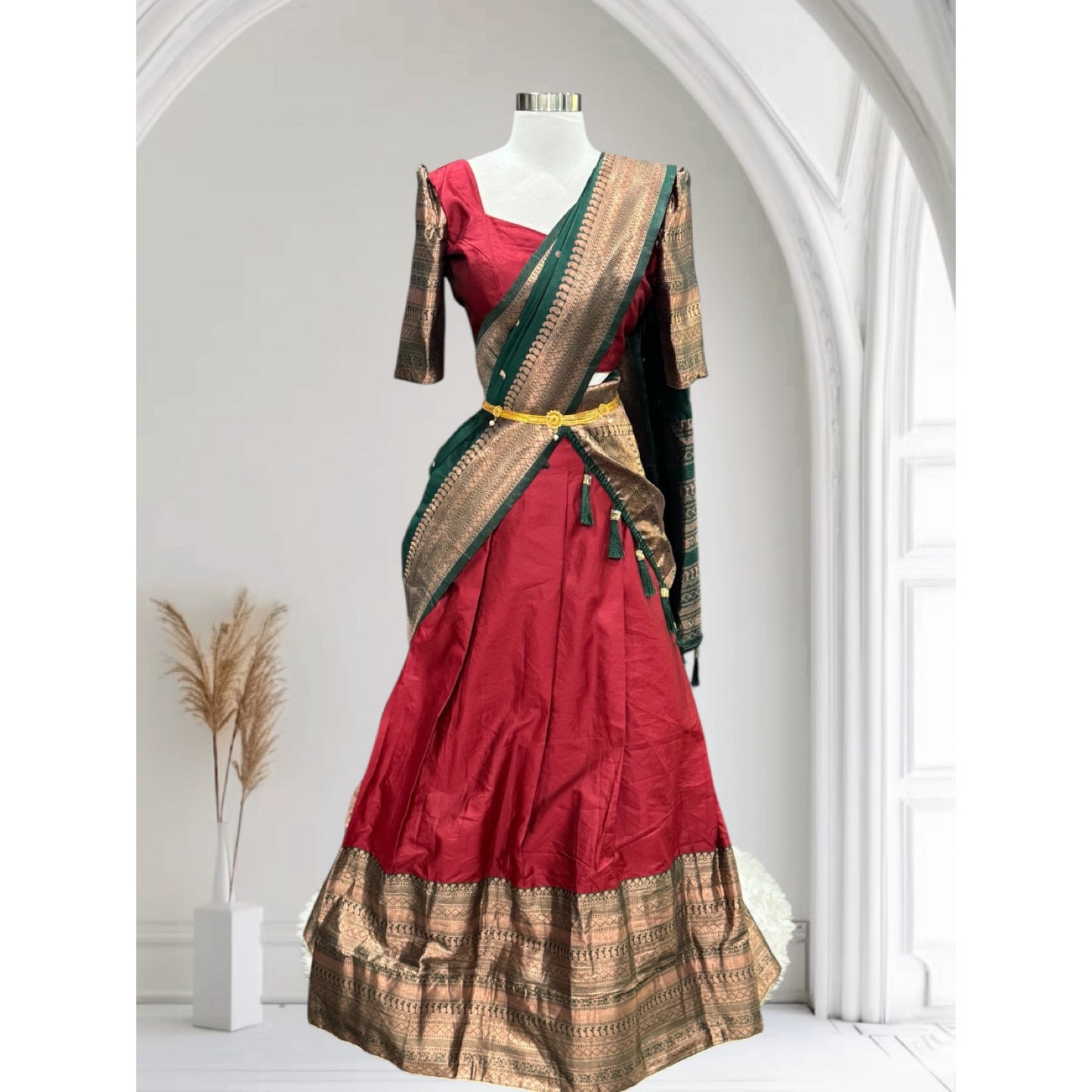 Beautiful Narayanpet silk half saree. Available in size 36 to 40