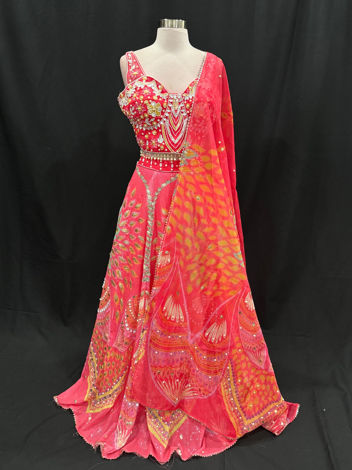 Luxury IndoWestern lehanga featuring exquisite handcrafted embellishments wedding/ Party wear collection . Available in size 38