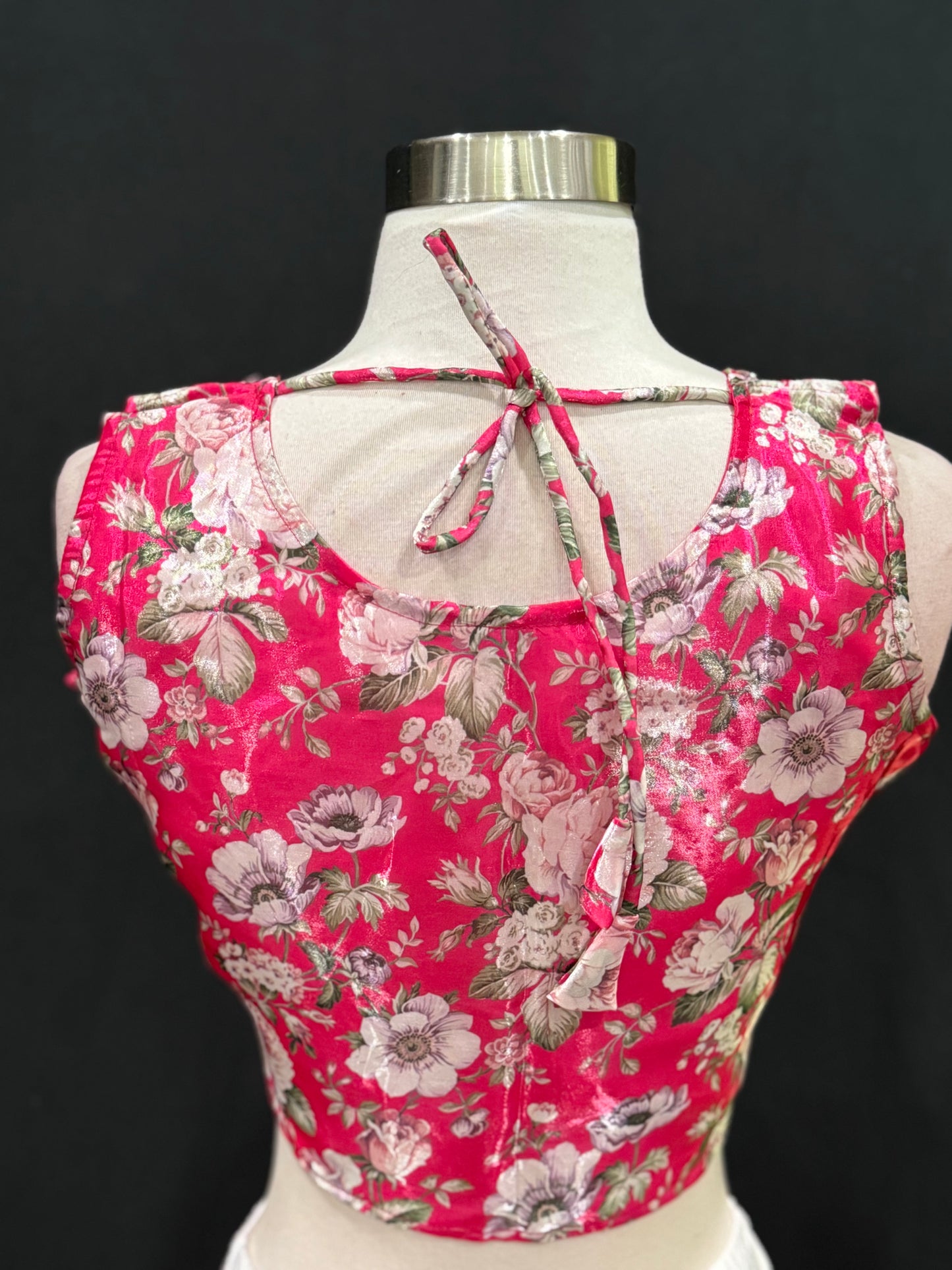 Beautiful  Floral Pink organza Lehanga embroidered mirror work blouse perfect for partywear. Available in size 40 fully stiched ready