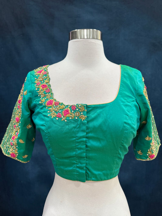 Statement Maggam Work Blouse with Net designer pattern stitched blouse size 40-44 in
