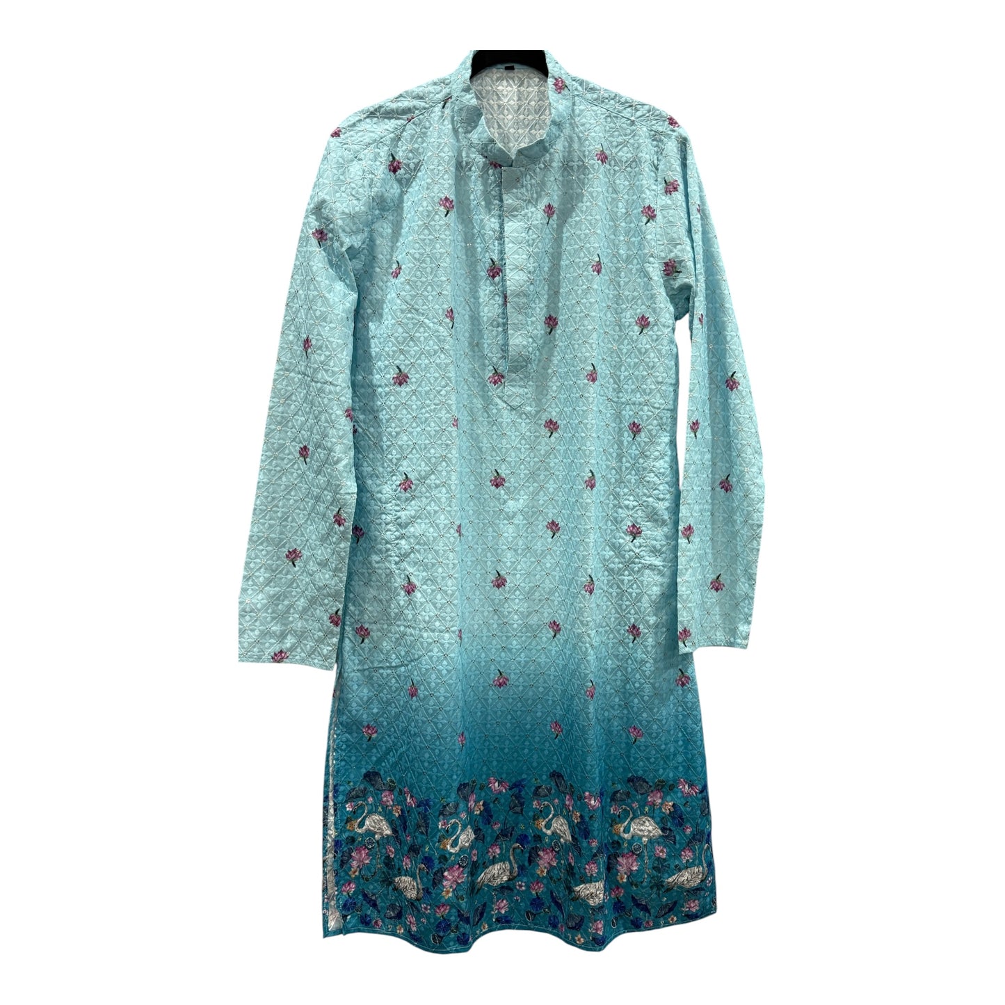 Lovely Designer Kalamkari sequin partywear Kurta. Ready to wear kurta with white Pajama. Available in size 42.