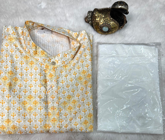 Lovely soft cotton embroidery sequin Mens kurta set. Available in size Small 36, Large 40 and XXL 44