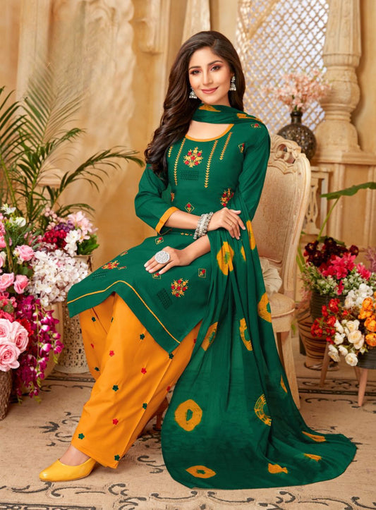 Patiala Dress in green and yellow combo size 40