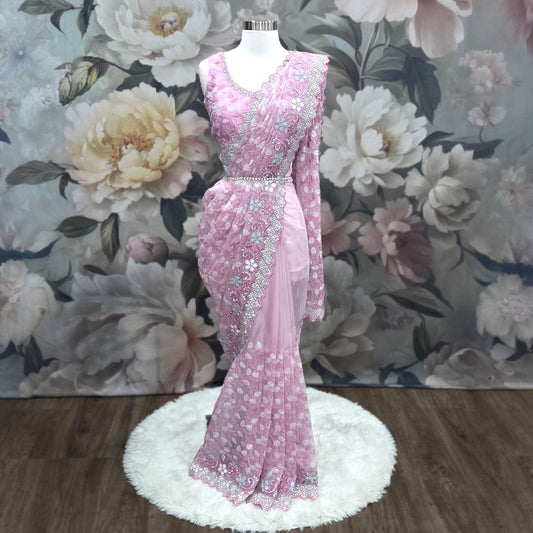 This lilac organza sequence saree is all things glam, grace & glow 🌸💃 Perfect for your next celebration! 💫👑  Fits ize 36-42 and Sleeves can be attached. 
#OrganzaSaree #PartyWearSaree #SareeLove #EthnicElegance #DesiGlam