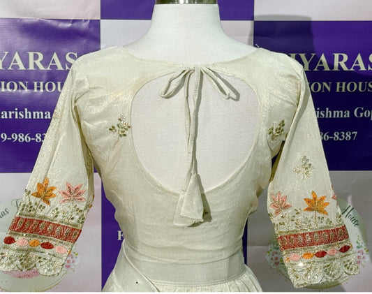 On sale  Off White  Tissue Chaniya Chol Wedding Lehenga Choli – Heavy Embroidery & Sequin Work – Size 36, navratri Chaniya ready to shipusa