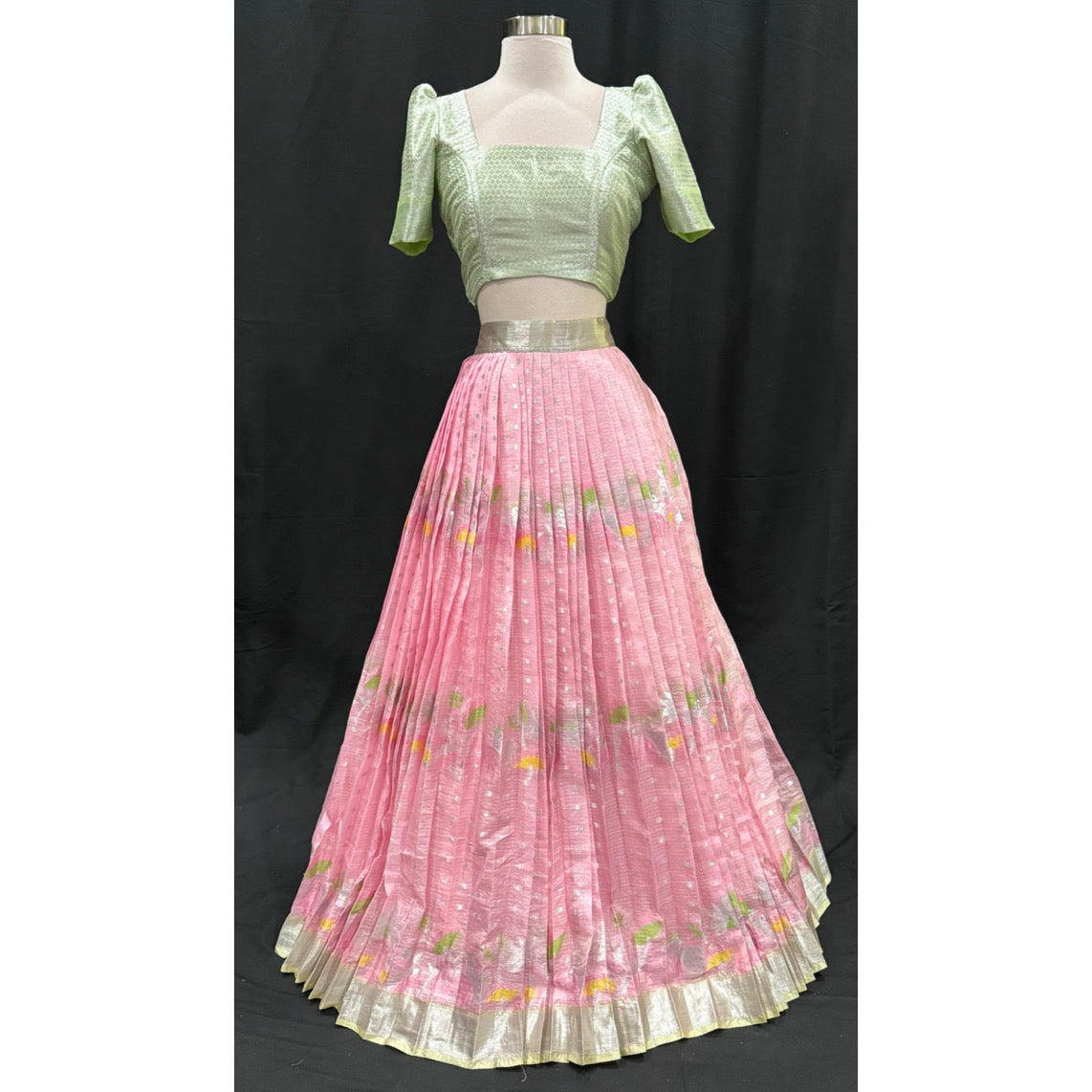 Beautiful customized Zari Kota premium quality Tissue Lehanga with matching Paithani muniya tissue dupatta  | Size 36-38| Partywear , wedding occasion