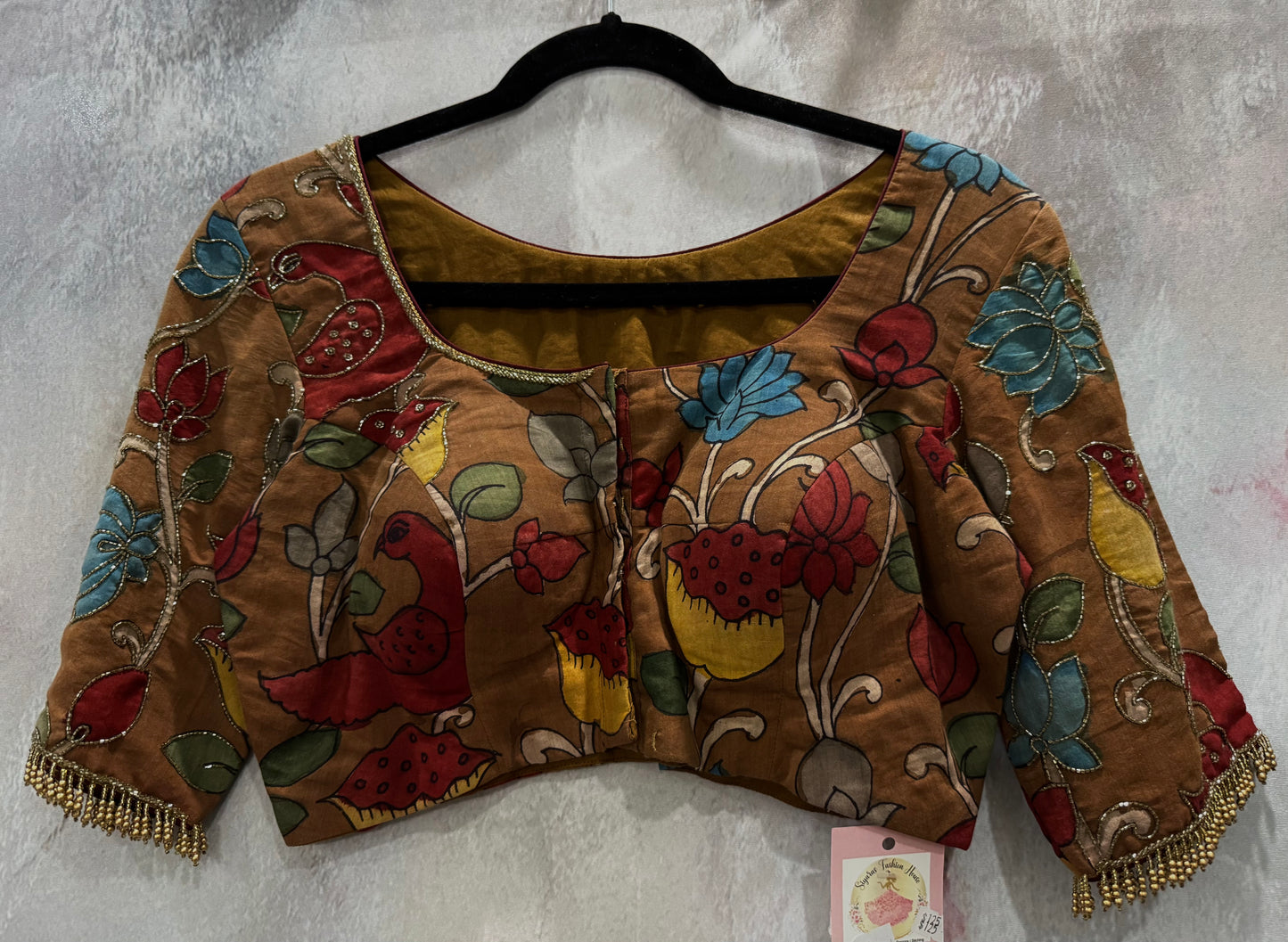 Pure Pen Kalamkari hand work blouse. Available in size 36 to 42