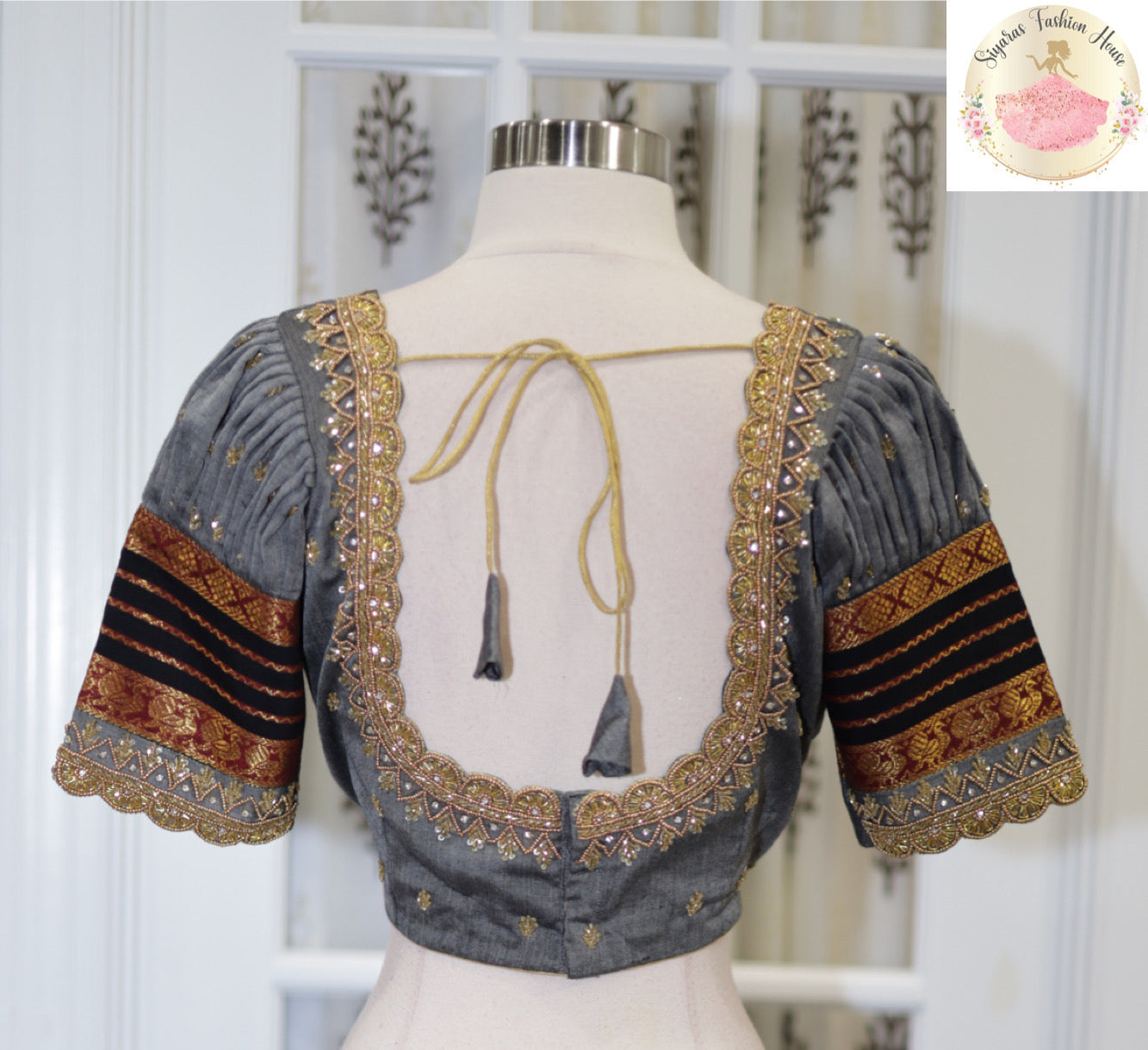 Narayanpet cotton half saree with Maggam work blouse stitched set