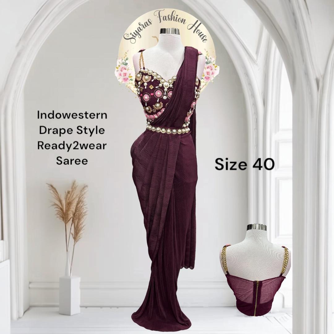 Beautiful ready to wear Pdp inspired design Saree. Available in size 38/40