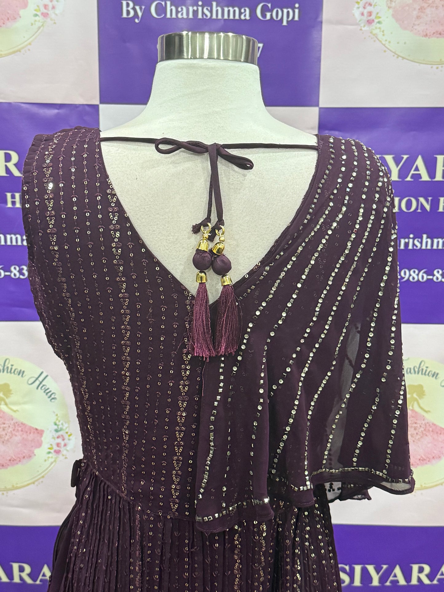 Beautiful wine color Nyra cut suit set 3 pc with palazzo pants