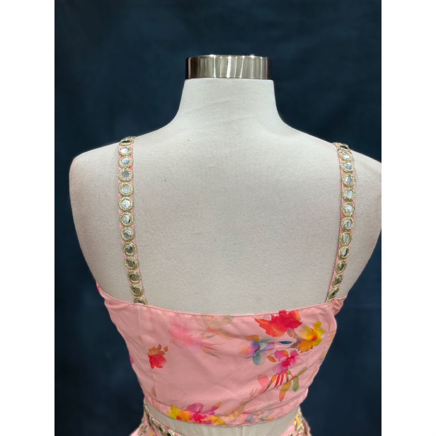 Elegant Pink Indo-Western Crop Top Set | Embroidered Partywear Dress | Drape Skirt Outfit | Size 38 | Ready to Ship from USA