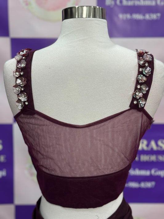 Beautiful wine color Ready2Wear One-Min Saree in Size 38 – Effortless Elegance in Just One Minute