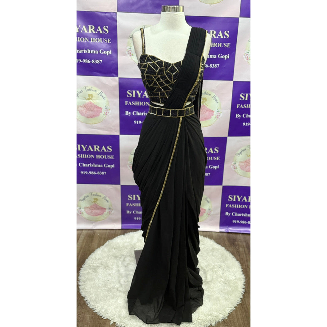 New Collection Gorgeous Indowestern drape style Lehanga with cape and belt size 40