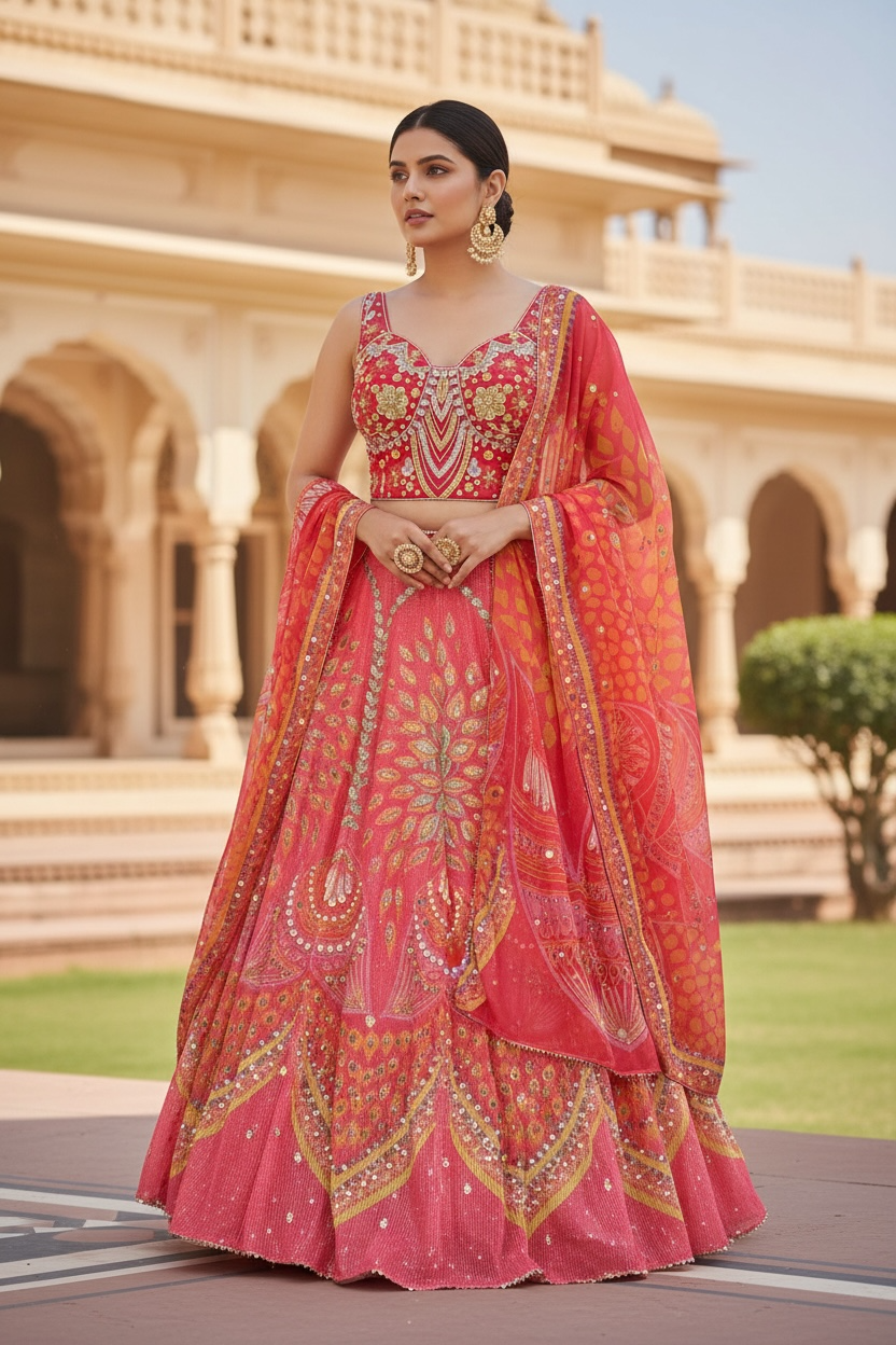 Luxury IndoWestern lehanga featuring exquisite handcrafted embellishments wedding/ Party wear collection . Available in size 38