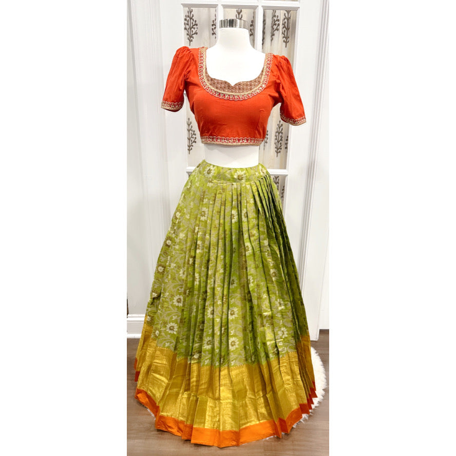 Teens Festive Pattu  Langa Vini Lehanga party wear dress with embroidered size 38