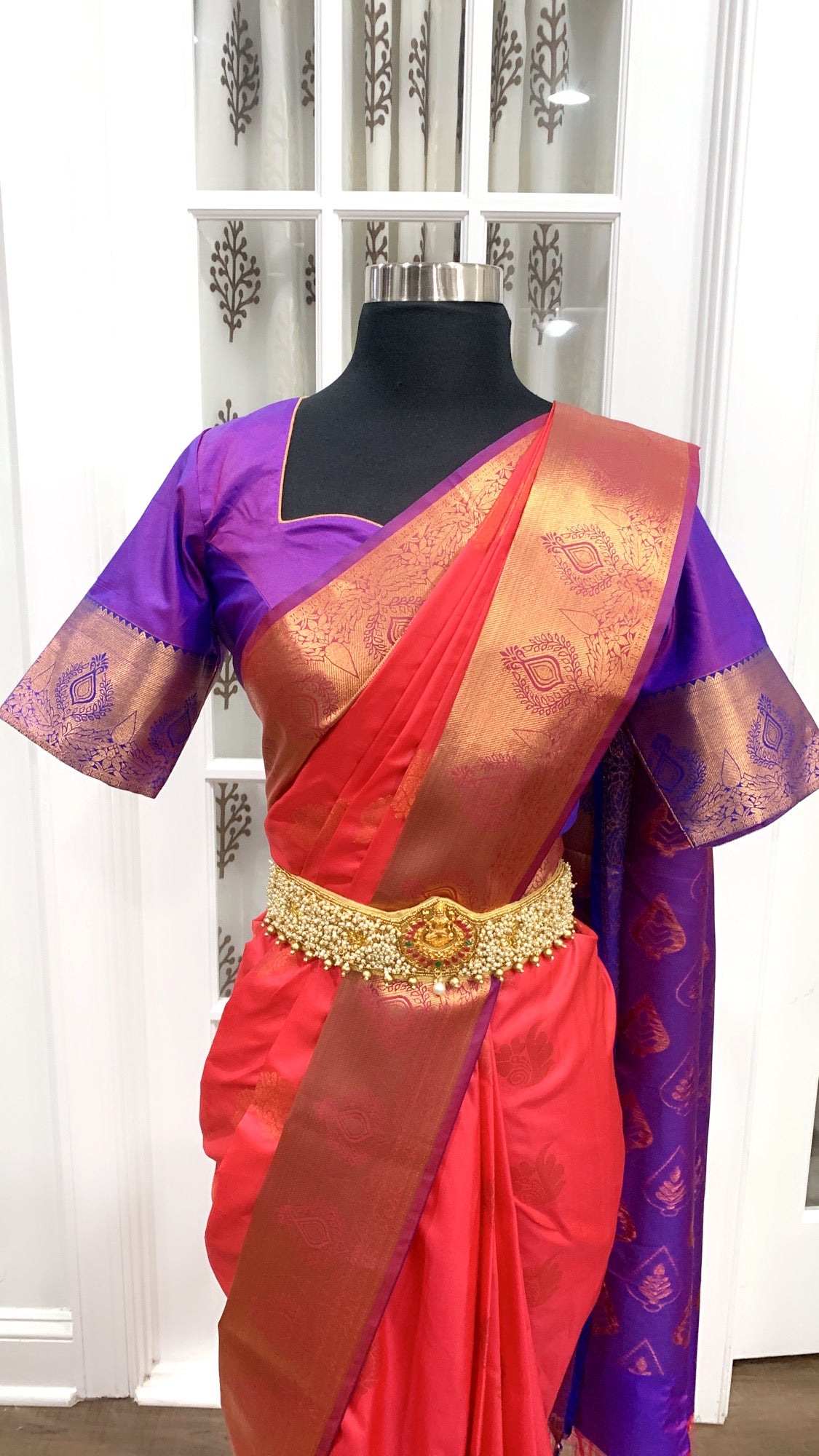 Elegant Kanchi Pattu saree with stitched blouse size 40 upto 44