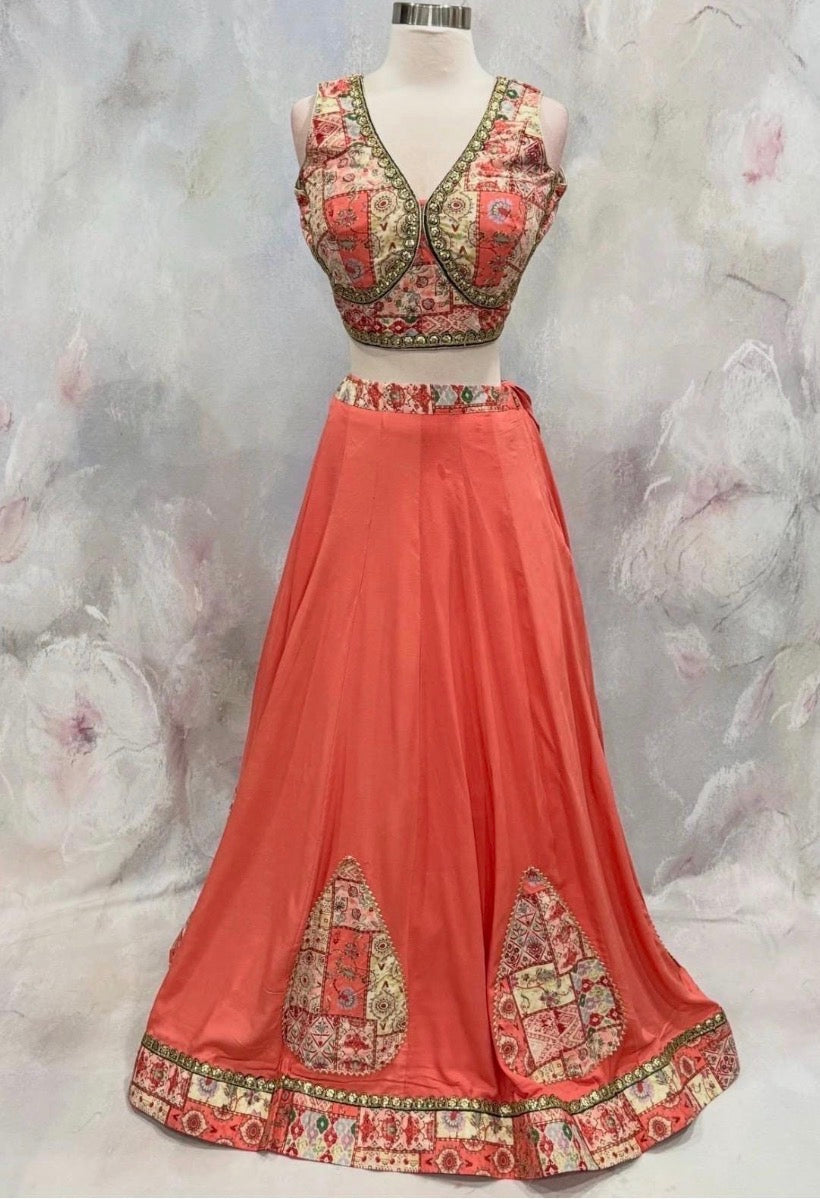 Beautiful trendy Navratri  cotton Chaniya Choli path work pattern size 38 ready to ship garba dandiya attire