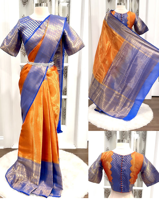 Traditional Elegance Silk Saree with Stitched Blouse size 40