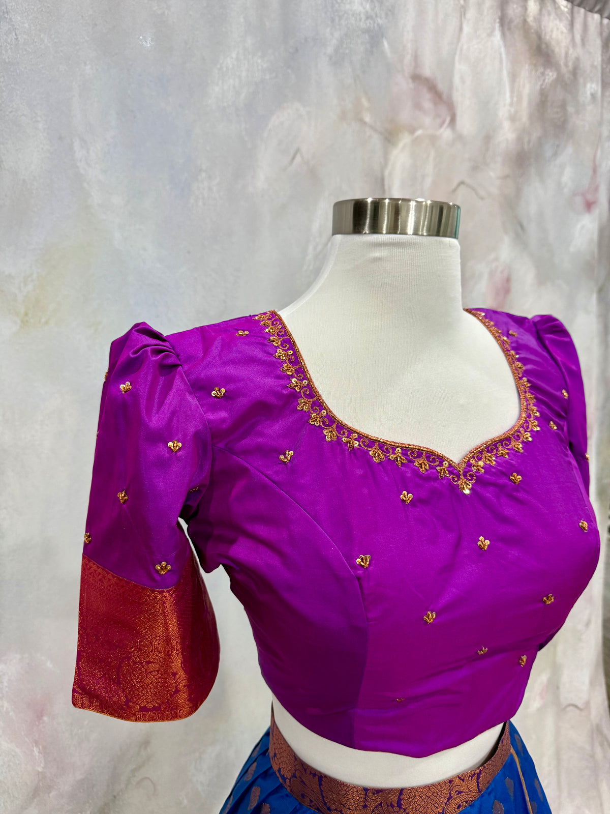 Beautiful Customized Kanchi Pattu half saree. Available in size 36 to 40