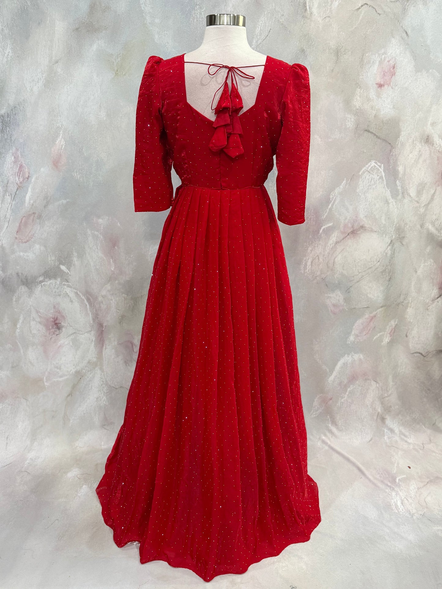 Customized Long gown premium tissue fabric with all over swaroski stone work elegant Partywear dress size 38/40