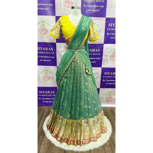 Presenting this elegant Zari Kota Half Saree crafted to perfection for teens & adults. Available in size 38 to 42. Size can be altered.
