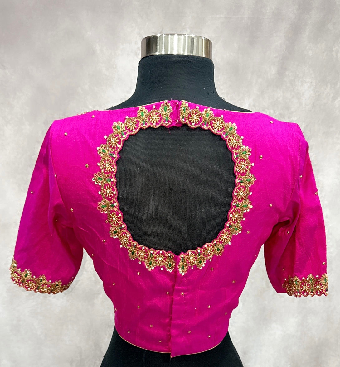 Pure raw silk blouse in Rani pink color. Available size is 36 to 40