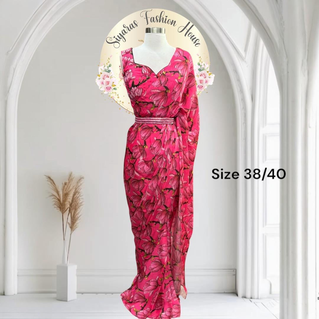 Blooming in elegance 💖 Wrapped in pink perfection. This handwork floral beauty is pure party vibes! 💃💫 #SareeLove”

Size 38/40