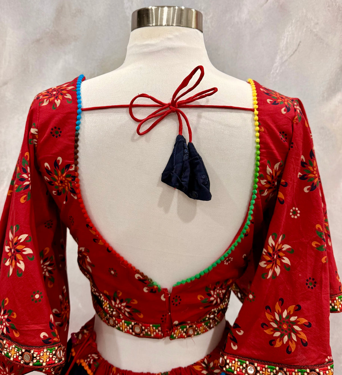 Stunning Beautiful cotton chaniya choli red and navy blue combo. Available in size 38/40/42.
