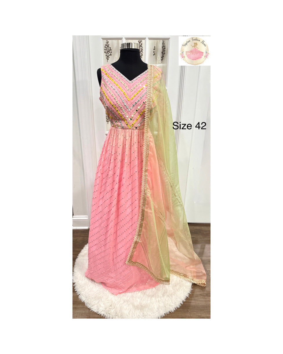 Glamorous Georgette Mirror Work Anarkali Long Gown ✨
💖 Elegant and Festive 💖
* Size: 42 in
* Length: 58 in