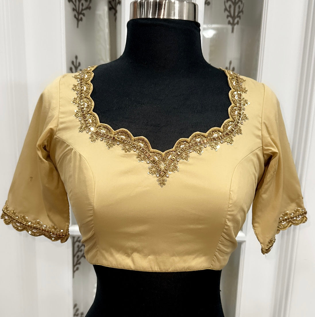 Beautiful silk blouse with Maggam work/ Aari/Hand work. Available in size 36 to 40.